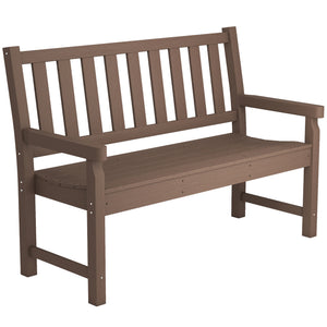 Outdoor Bench, 49" All-Weather HDPE Garden Bench, 2-Person Patio Loveseat with 528 lbs Capacity, Curved Seat for Backyard, Park, Porch, Lawn, Park, Brown