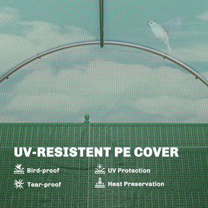7' x 10' Walk-in Polytunnel Greenhouse with Hinged Door and 6 Roll Up Mesh Windows, Garden Tunnel Warm House Tent with UV-resistant PE Cover, Galvanised Steel Frame, Green