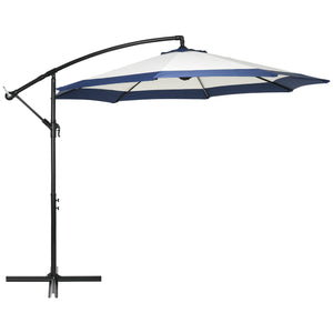 Outsunny 10FT Cantilever Umbrella, Offset Patio Umbrella with Crank and Cross Base for Deck, Backyard, Pool and Garden, Hanging Umbrellas, Navy Blue