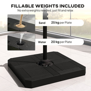 8' x 8' Offset Cantilever Patio Umbrella with Base Weights, UPF50+ Square Outdoor Cantilever Parasol with 360° Rotation, 5 Level Adjustable Tilt, Aluminum Pole, Dark Grey