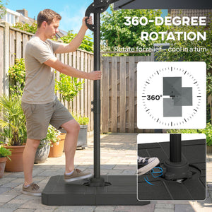 8' x 8' Offset Cantilever Patio Umbrella with Base Weights, UPF50+ Square Outdoor Cantilever Parasol with 360° Rotation, 5 Level Adjustable Tilt, Aluminum Pole, Dark Grey