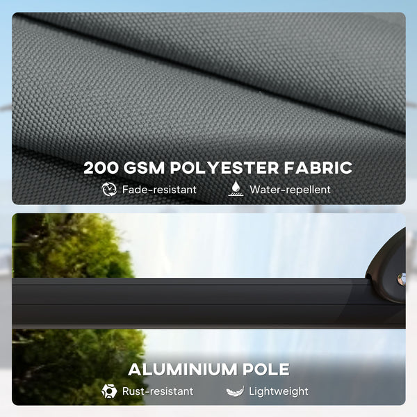 8' x 8' Offset Cantilever Patio Umbrella with Base Weights, UPF50+ Square Outdoor Cantilever Parasol with 360° Rotation, 5 Level Adjustable Tilt, Aluminum Pole, Dark Grey