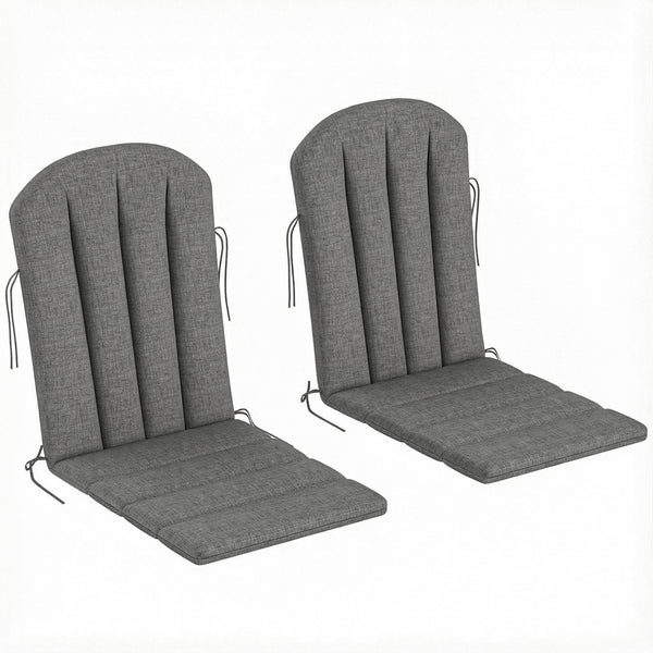 Adirondack Chair Cushion Set of 2, Outdoor Chair Cushions, High Back Patio Chair Cushions with Ties, Non-Slip Replacement Seat Cushion for Patio Furniture, Dark Grey