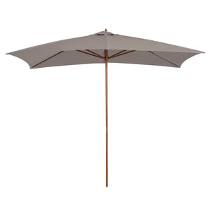 7' x 10' Wooden Patio Umbrella, Rectangular Garden Parasol, Market Table Umbrella with Top Vent, Grey