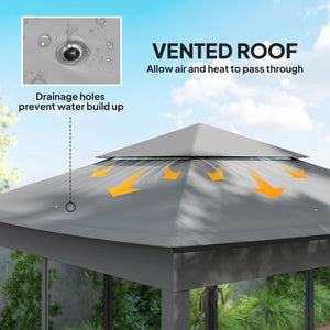 3 x 3(m) Pop Up Gazebo, Double-roof Garden Tent with Netting and Carry Bag, Party Event Shelter for Outdoor Patio, Dark Grey