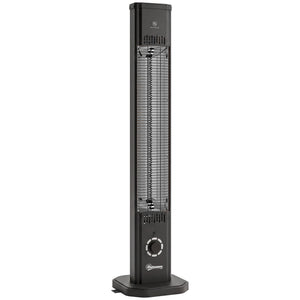 2000 W Electric Infrared Patio Heater with Cover, Free Standing/Wall Mounted IP65 Outdoor Garden Heater with Knob/Remote Control, 8 Heating Levels, 8H Timer, Tip-over Protection, Black