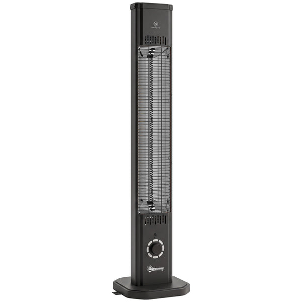 2000 W Electric Infrared Patio Heater with Cover, Free Standing/Wall Mounted IP65 Outdoor Garden Heater with Knob/Remote Control, 8 Heating Levels, 8H Timer, Tip-over Protection, Black