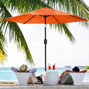 2.6 m Garden Parasol Umbrella with Aluminium Pole, Outdoor Table Market Patio Umbrella Sun Shade with Tilt and Crank, Vent, Orange