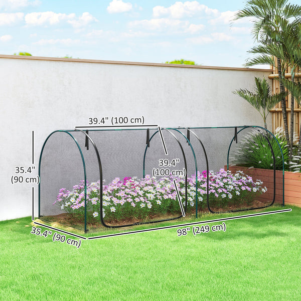 8' x 3' Crop Cage, Plant Protection Tent, with Two Zippered Doors and 4 Ground Stakes, for Garden, Yard, Lawn, Black