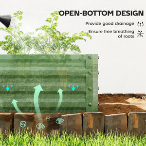 Set of 2 Raised Garden Bed, Outdoor Planter Box with Galvanised Steel Frame for Growing Vegetables, Flowers and Herbs, 110 x 50 x 30cm, Light Green