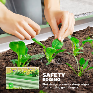 Set of 2 Raised Garden Bed, Outdoor Planter Box with Galvanised Steel Frame for Growing Vegetables, Flowers and Herbs, 110 x 50 x 30cm, Light Green