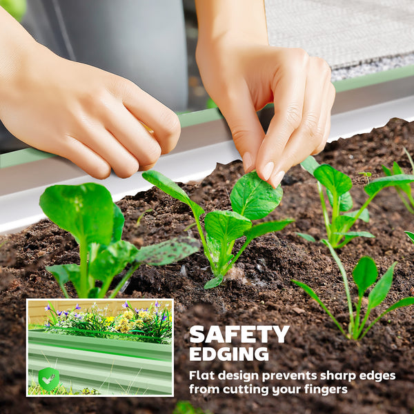 Set of 2 Raised Garden Bed, Outdoor Planter Box with Galvanised Steel Frame for Growing Vegetables, Flowers and Herbs, 110 x 50 x 30cm, Light Green