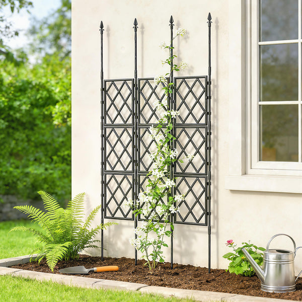 Foldable Garden Trellis, 33.5 x 77.6 Inch Lattice Climbing Support Trellis for Garden Indoor Outdoor, DIY Assembly for Vines, Vegetables, Flowers, Fruits, Black