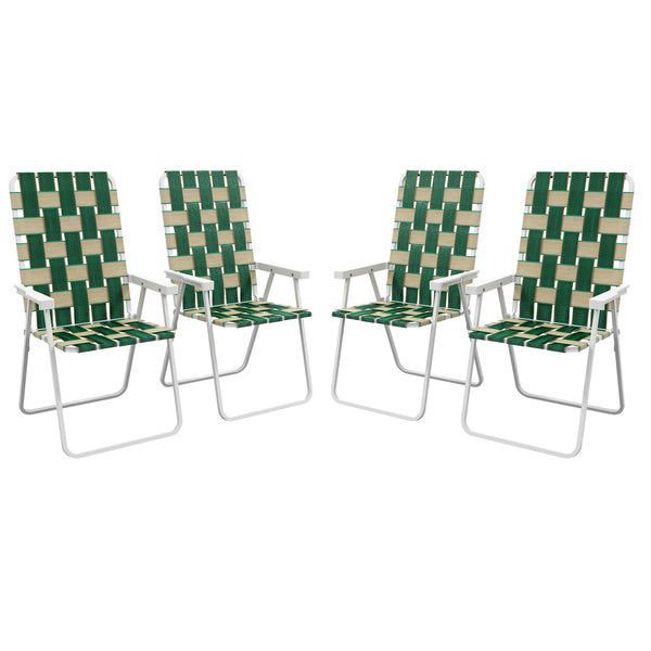 Outsunny Set of 4 Patio Folding Chairs, Classic Outdoor Camping Chairs, Portable Lawn Chairs for Camping, Garden, Pool, Beach, Backyard w/ Armrests, Green