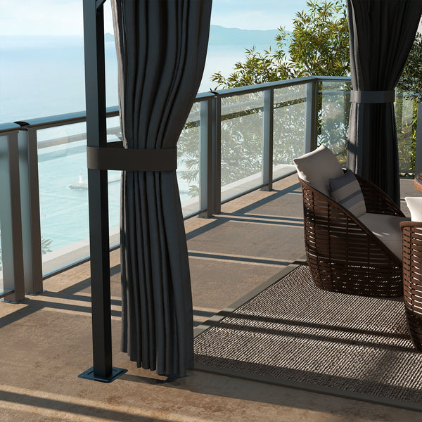 4 x 3(m) Polycarbonate Gazebo Outdoor, Hardtop Garden Patio Gazebo with Curtains, Nettings, Double Roof, Aluminium Frame for Lawn, Yard, Patio, Deck, Brown