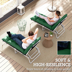 Sun Lounger Cushions Only, 190x56x10cm Garden Lounge Chair Cushions Set of 2, UPF20+ 220gsm Fabric, Thick Sunbed Replacement Pads with 6 Ties, Green
