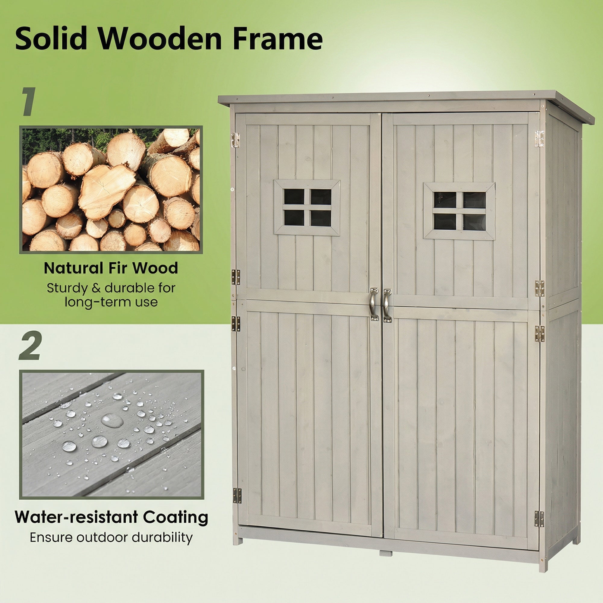 Outsunny 4' x 1.5' Wooden Garden Shed with Two Windows & Double