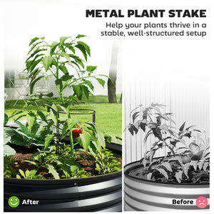 Set of 2 Raised Beds for Garden, Outdoor Galvanised Planter Box with Plant Support Stakes, Rubber Strap Edging and Bottomless for Flower, Vegetable, 150 x 60 x 30 cm, Dark Grey