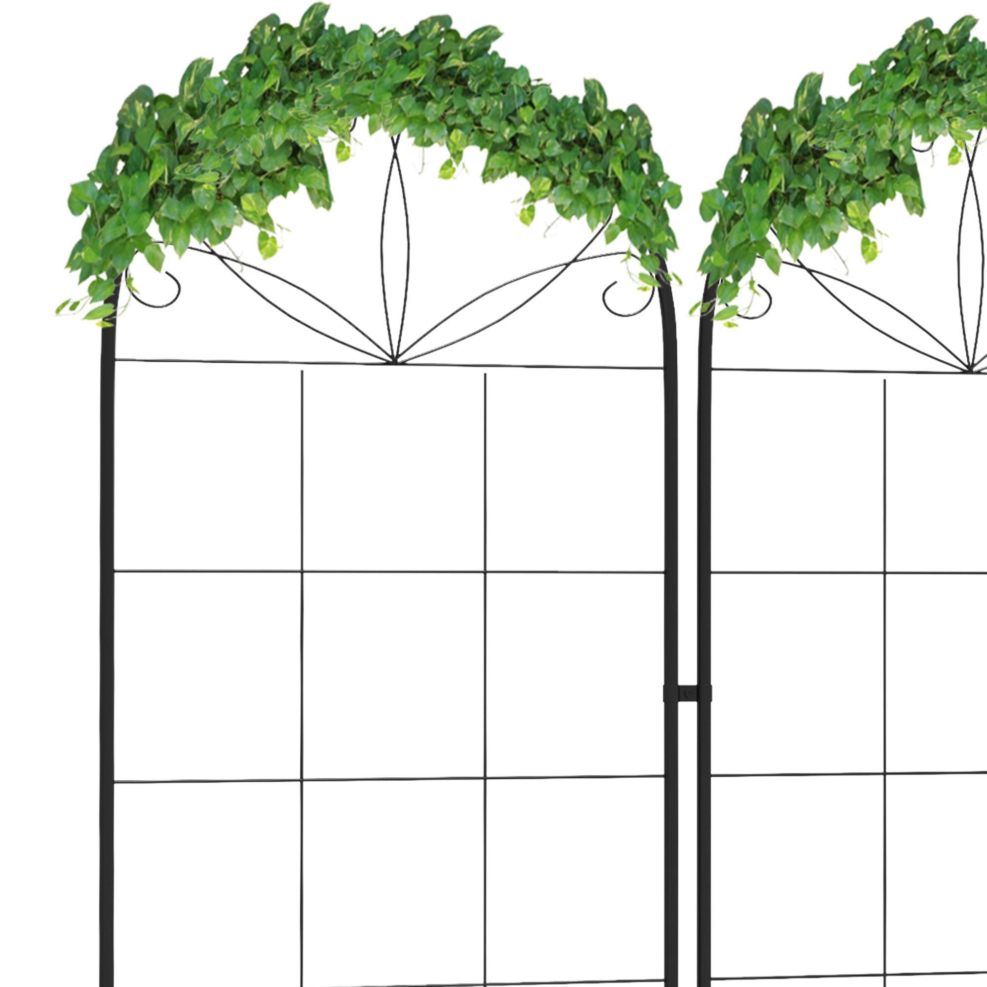 iron trellis for climbing plants Outsunny 2 Pack 71" x 20" Metal Garden Trellis for Climbing Plants with Vine Design