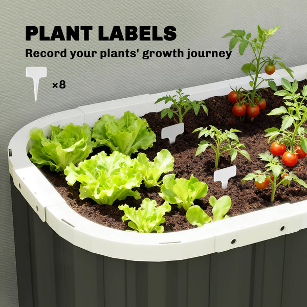 Galvanized Raised Garden Bed, 5' x 2' x 2' Deep Rot Planter Box with Gloves and Plant Labels, Metal Outdoor Garden Bed for Flowers, Herbs and Vegetables, Dark Grey