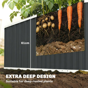 Galvanized Raised Garden Bed, 5' x 2' x 2' Deep Rot Planter Box with Gloves and Plant Labels, Metal Outdoor Garden Bed for Flowers, Herbs and Vegetables, Dark Grey