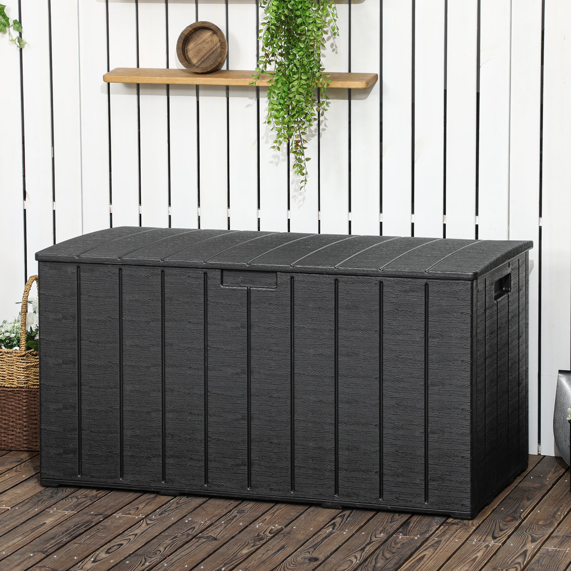 Outsunny 336L Heavy Duty Plastic Outdoor Storage Box With Wheels And outsunny-336l-heavy-duty-plastic-outdoor-storage-box-with-wheels-and