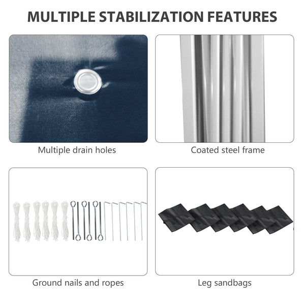 10' x 19.5' Pop Up Canopy Tent with Sidewalls, UPF 30+ Height Adjustable Large Party Tent Event Shelter with Leg Weight Bags and Wheeled Carry Bag for Garden, Patio, Dark Blue