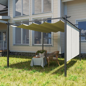 3 x 4m Metal Pergola with Retractable Roof and Roller Shade, Free Standing Gazebo Canopy Pergola Kit, UPF30+ Outdoor Sun Shelter, Beige
