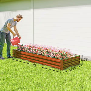 Galvanized Raised Garden Bed, 8' x 3' x 1' Metal Planter Box, for Growing Vegetables, Flowers, Herbs, Succulents, Natural Wood
