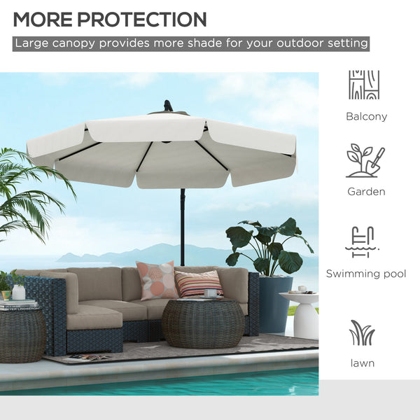 11FT Offset Hanging Patio Umbrella Cantilever Umbrella with Easy Tilt Adjustment, Cross Base and 8 Ribs for Backyard, Poolside, Lawn and Garden, Cream White