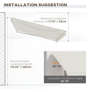 Outsunny 12' x 10' Electric Awning, Retractable Awning, UV Protection Sun Shade Shelter with Remote Controller and Manual Crank Handle for Deck, Balcony, Yard, Cream White