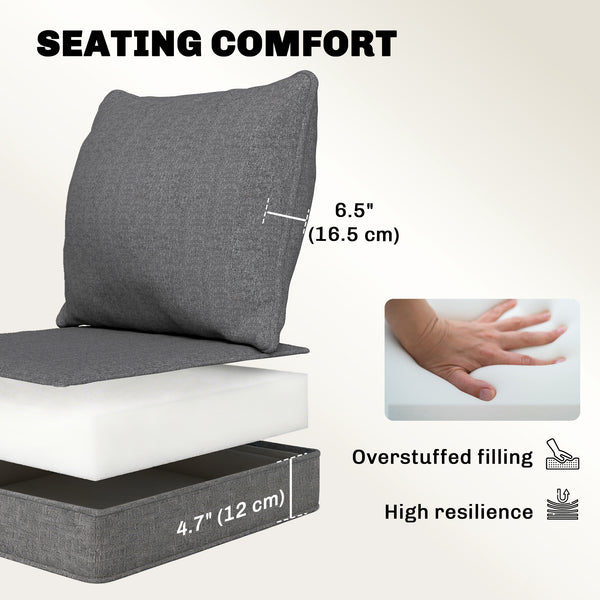 Outdoor Chair Cushions Set of 4, 24" x 24" Fade Resistant Patio Chair Cushions for Outdoor Furniture, Outdoor Seat Cushions, Grey