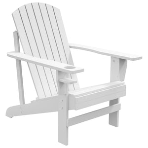 Wooden Adirondack Chair, Outdoor Patio Lawn Chair with Cup Holder, Weather Resistant Lawn Furniture, Classic Lounge for Deck, Garden, Backyard, Fire Pit, White