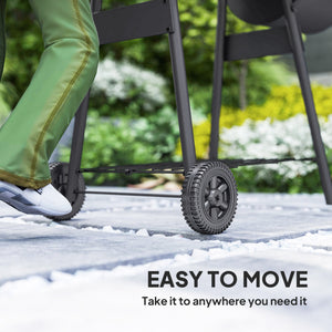 Charcoal Grill with Offset Smoker, 231 Sq.In. Cooking Area, Barrel BBQ Grill and Smoker Combo with Side Tables, Shelf, Thermometer, Wheels for Outdoor Patio Backyard Party Event Gathering