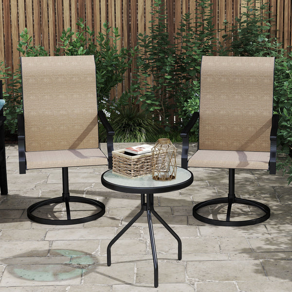 Outdoor Patio Swivel Chairs Set of 2, High Back Patio Dining Chairs with All-Weather Mesh Fabric and Metal Frame for Backyard, Lawn, Porch or Garden, Brown