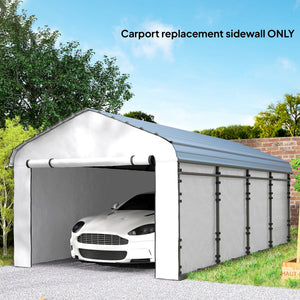 Carport Replacement Sidewall Panels Set of 4 for 10' x 15' Carports, UPF50+ Waterproof PE Tarp Replacement Side Wall Cover with Zipper Door, Top Cover and Frame Not Included, White