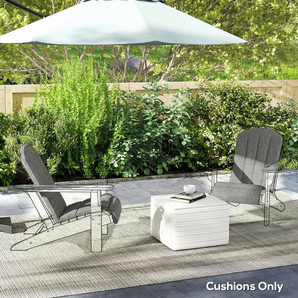 Adirondack Chair Cushion Set of 2, Outdoor Chair Cushions, High Back Patio Chair Cushions with Ties, Non-Slip Replacement Seat Cushion for Patio Furniture, Dark Grey