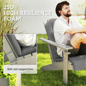 Adirondack Chair Cushion Set of 2, Outdoor Chair Cushions, High Back Patio Chair Cushions with Ties, Non-Slip Replacement Seat Cushion for Patio Furniture, Dark Grey