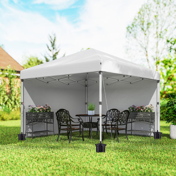 10' x 10' Pop Up Canopy Tent with Removable Sidewalls, Instant Shelter with Portable Roller Bag, 4 Sand Bags, Adjustable Height for Outdoor, Garden, Patio, White