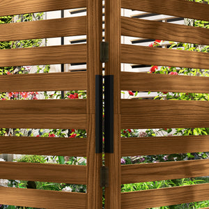 Freestanding Outdoor Privacy Screen, 4 Self-Draining Planters / Raised Garden Beds, 3 Hinged Panels for Hot Tub, Patio, Backyard, Deck, Natural