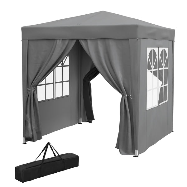 6.6'x6.6' Pop Up Canopy Tent with Sidewalls, Instant Sun Shelter Camping Gazebo with Carry Bag, for Outdoor, Garden, Patio, Grey