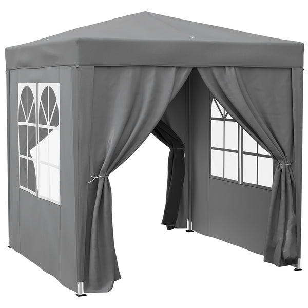 6.6'x6.6' Pop Up Canopy Tent with Sidewalls, Instant Sun Shelter Camping Gazebo with Carry Bag, for Outdoor, Garden, Patio, Grey