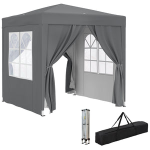 6.6'x6.6' Pop Up Canopy Tent with Sidewalls, Instant Sun Shelter Camping Gazebo with Carry Bag, for Outdoor, Garden, Patio, Grey