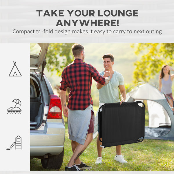 2PCS Adjustable Outdoor Lounge Chair, Garden Folding Chaise Lounge with Face Hole Reclining Tanning Chair Seat, Folding Camping Beach Lounging Bed w/ Head Support, Black