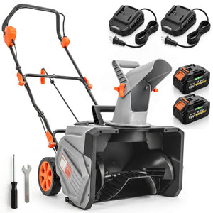 40V 18" Cordless Snow Blower with PU Auger, 1400W Brushless Motor, 12" Depth, Includes Two 4.0Ah Batteries & Fast Charger, 21.3ft Max Throw Distance, 180° Rotatable Chute, Wheels for Driveway