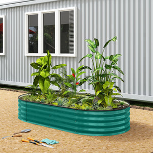 Galvanised Raised Beds for Garden, Metal Elevated Planter Box with Safety Edging, Easy DIY for Growing Flowers, Herbs, Succulents, 180 x 90 x 30cm, Light Green