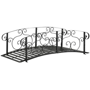 Outsunny 6' Metal Arch Backyard Garden Bridge, Safety Siderails, Arc Footbridge for Backyard Creek, Stream, Pond, Black