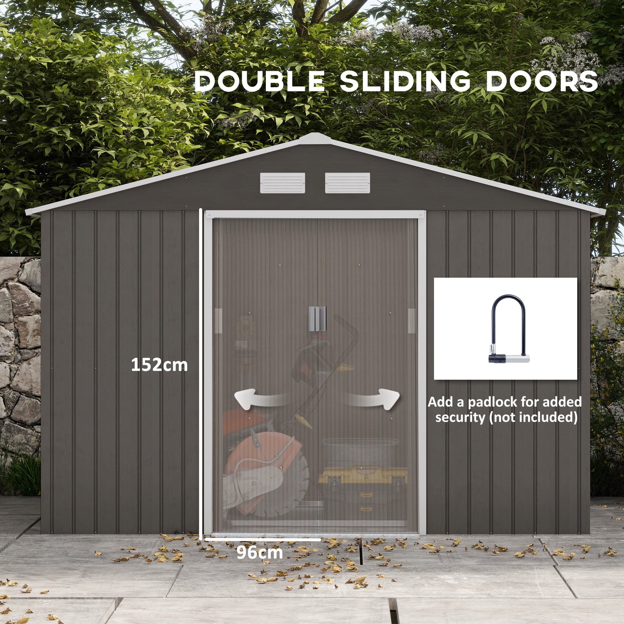 Outsunny EverBase 9' x 6' Metal Garden Storage Shed with