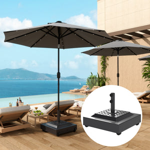 Outdoor Umbrella Base with Wheels, Heavy Duty Patio Umbrella Base, Filled Up to 143lbs with Stand or 112lbs with Water, Patio Umbrella Holder for Garden, Poolside, Black