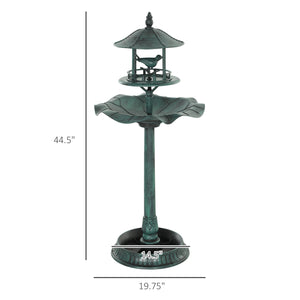 Outsunny 3-in-1 Garden Bird Bath Bowl Pedestal with Bird Feeder, Large Water Basin, Underneath Flower Planter, Green